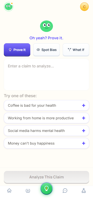 AI-powered claim analysis with Prove It, Spot Bias, What If